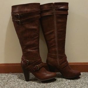Tall brown boots with heel justfab